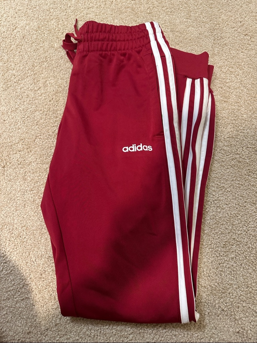 adidas Maroon Joggers with White 3-Stripes
